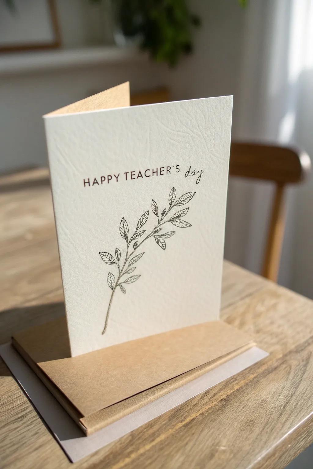 Honor Teacher's Day with a card that breathes simplicity and natural beauty. 🌿 #ScandinavianMinimalism #BohoCharm