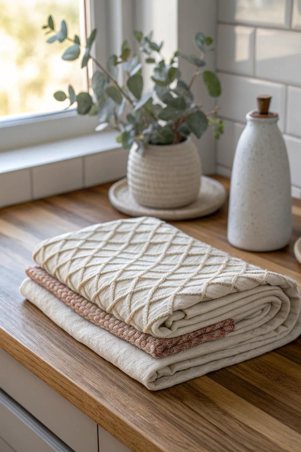 Elevate your kitchen's visual narrative with the refined Interlaced Weave.