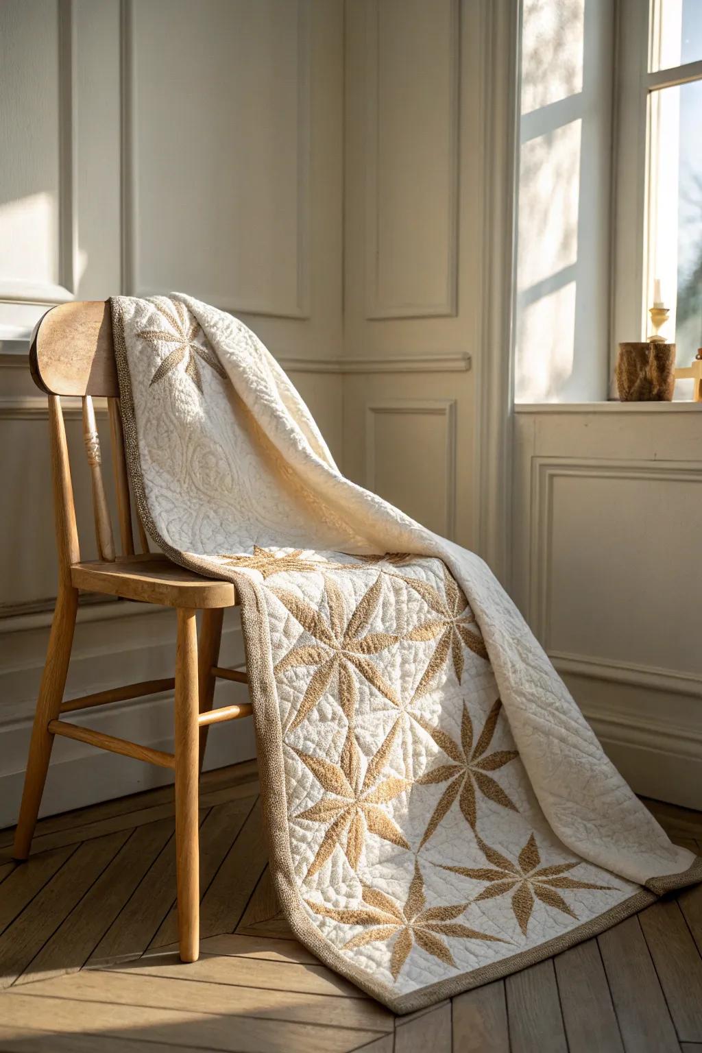 Contribute an attribute of capriciousness to your quilt with starlit sashing, where simplicity converges with playful refinement.