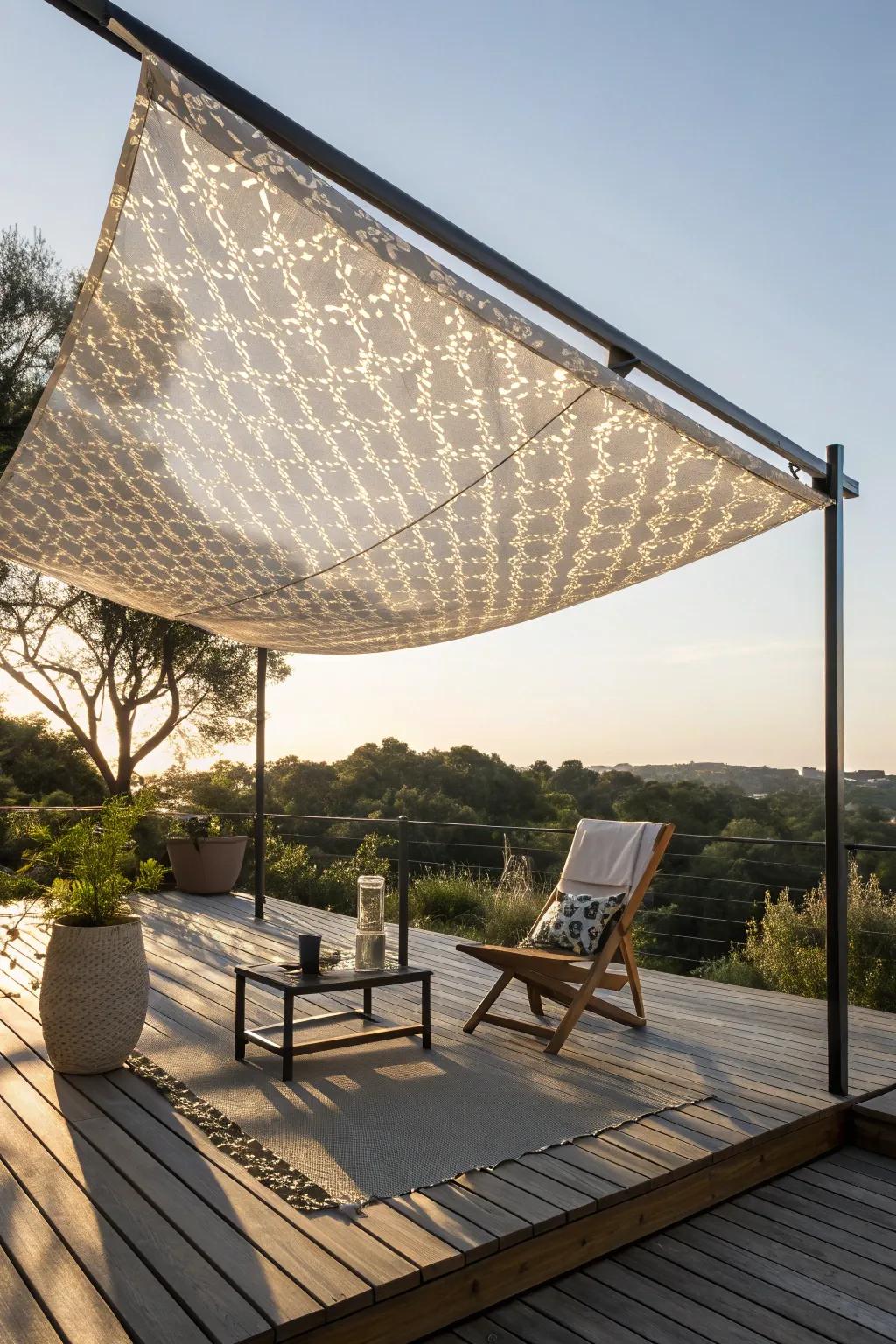 Turn your deck into a cool escape with this chic DIY shade solution. Perfect for relaxing under your own handcrafted oasis.