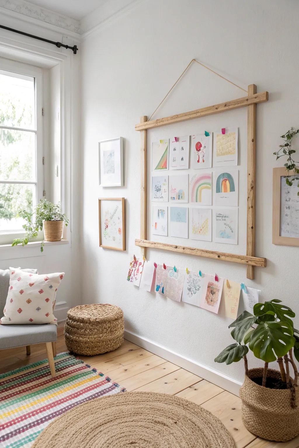 Transform your space with Decorating Tape Magic - a playful, damage-free way to display your child's creativity.