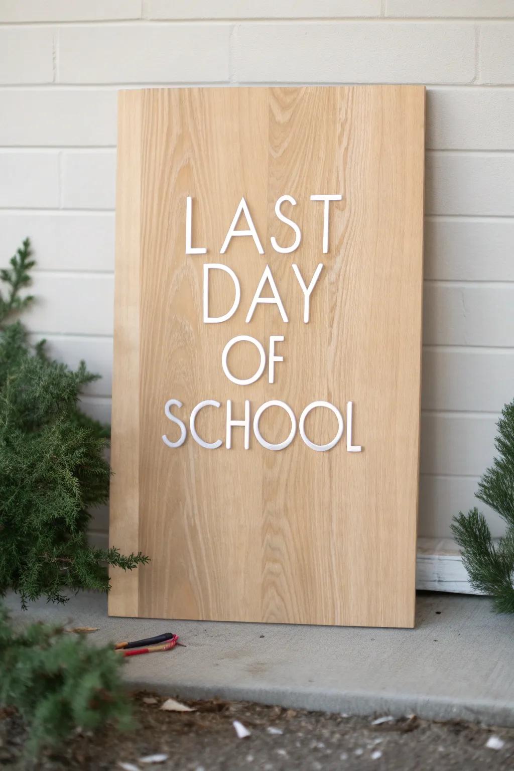 Capture the joy of milestone moments with a beautifully crafted last day of school sign.