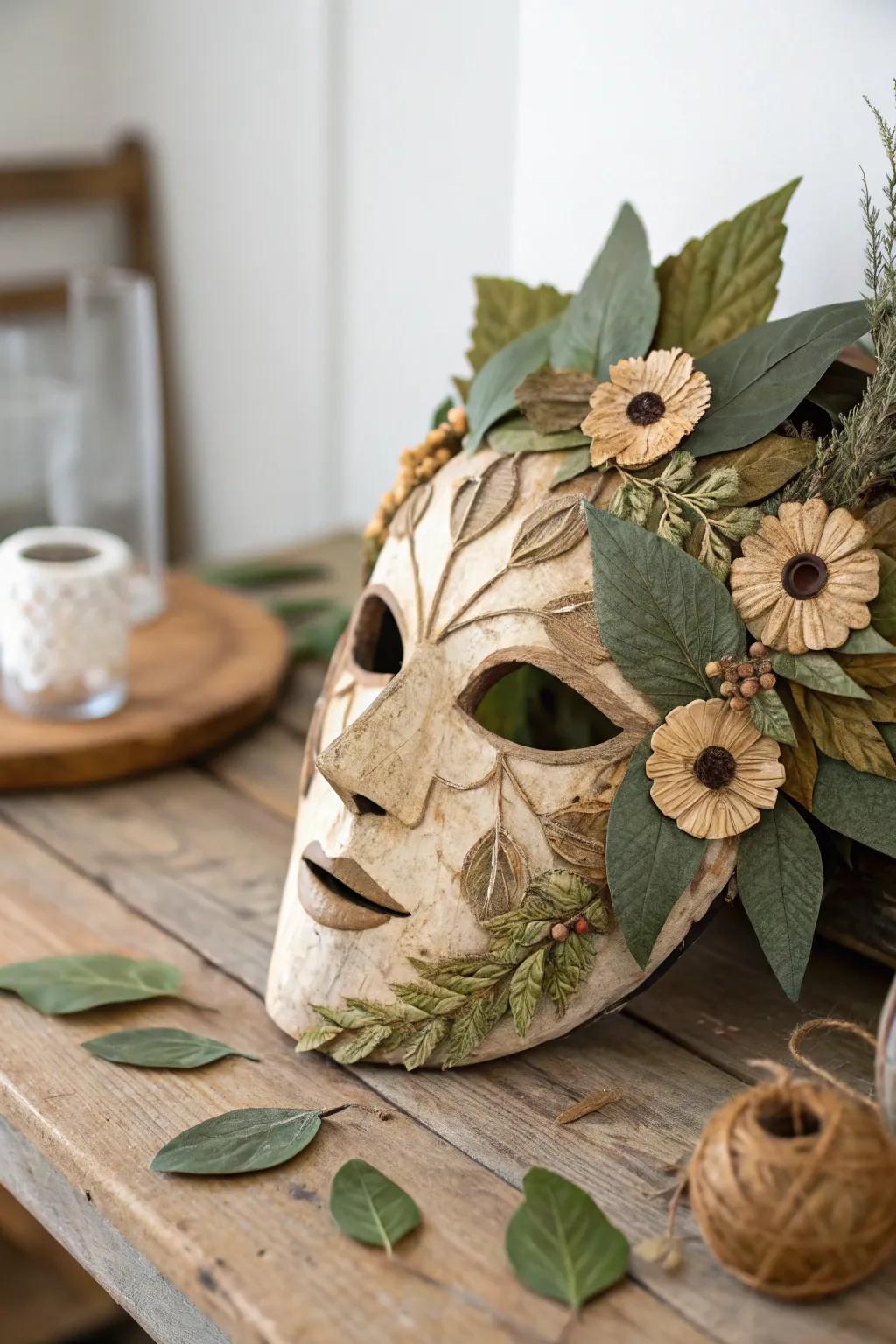 Embrace the outdoors through this nature-inspired mask, where simplicity aligns with elegance.