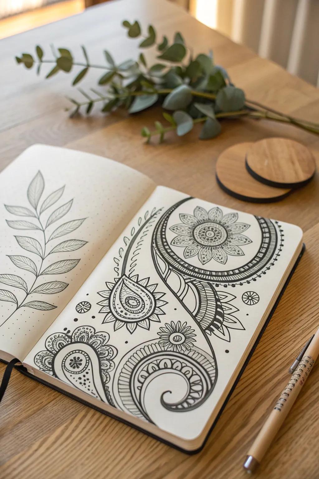Unleash your creativity with the timeless beauty of monochrome doodles. 🌿✨ #MinimalistArt #DoodleDesign