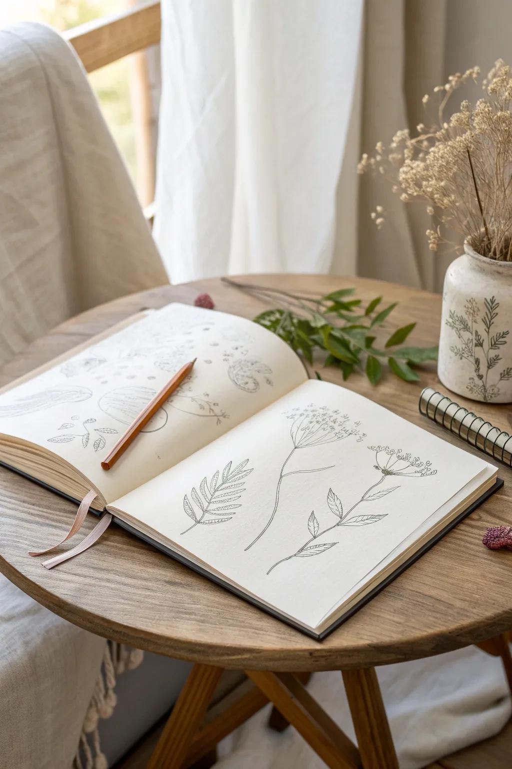 Permit your ingenuity to cascade onto its pages. Sketching represents a journey of mindfulness and charm.