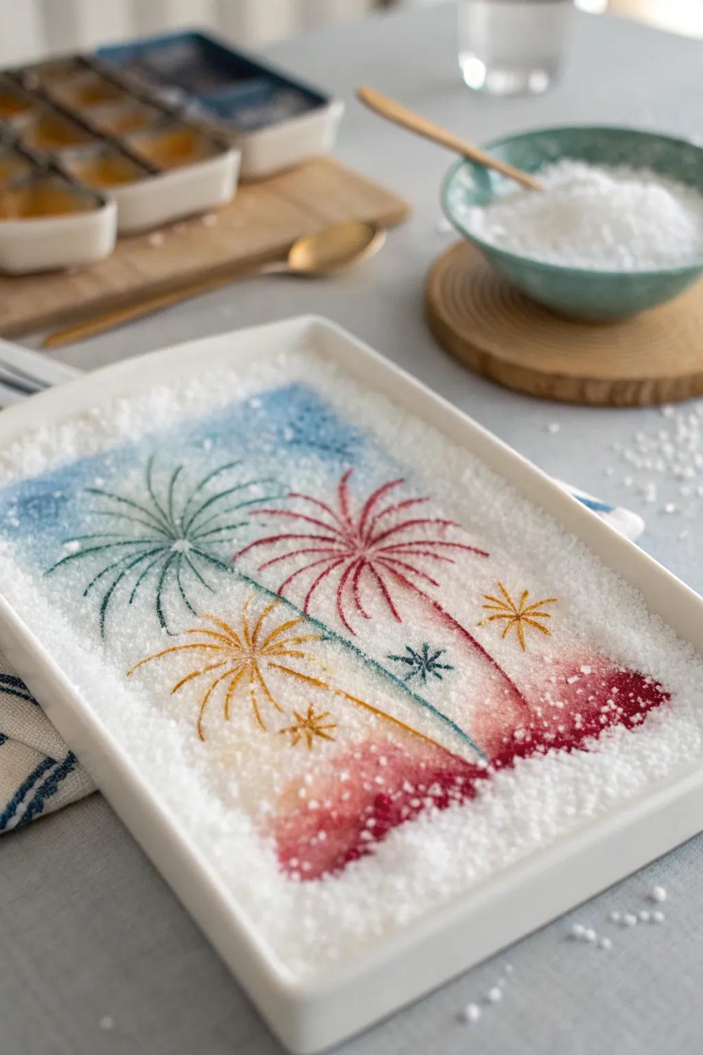 Unleash creativity with sparkling salt paintings for little hands.