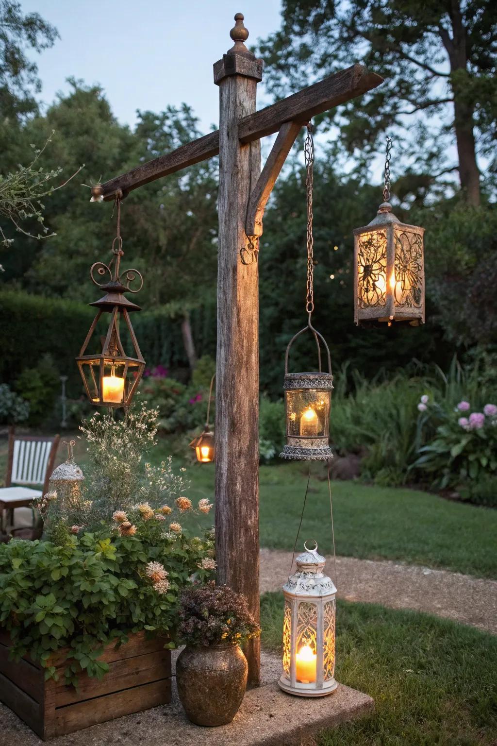 Reimagine an aged washing line stand into an endearing beacon display and brighten your evenings with timeless refinement.