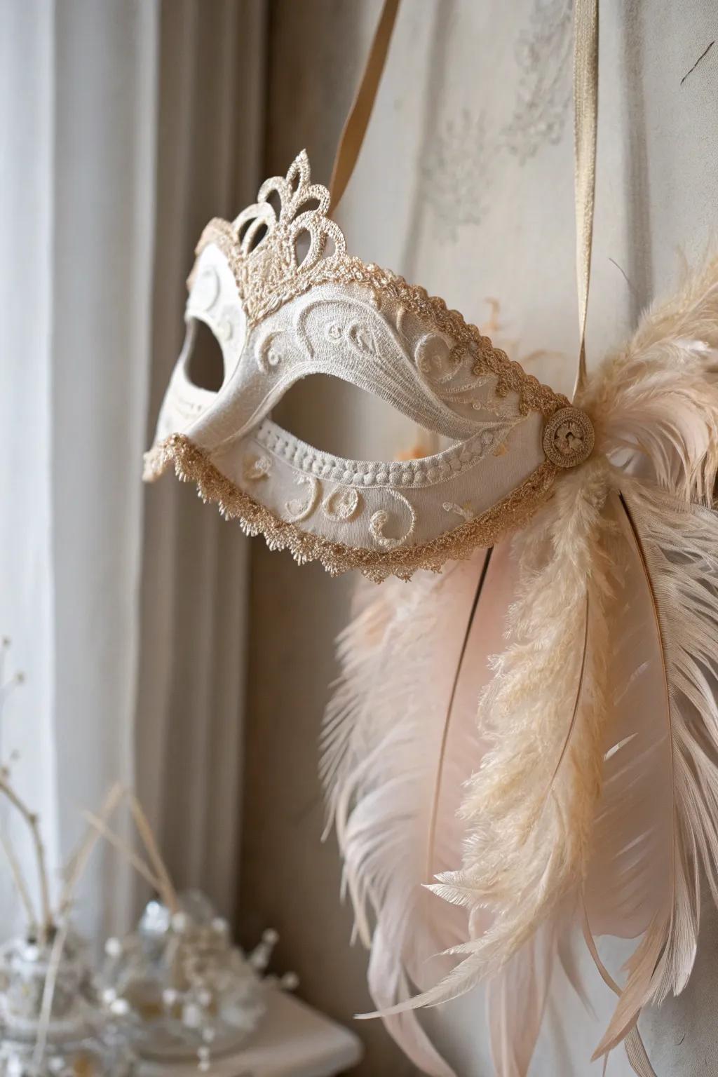 Playful echoes of antique carnivals in a delicately crafted mask.