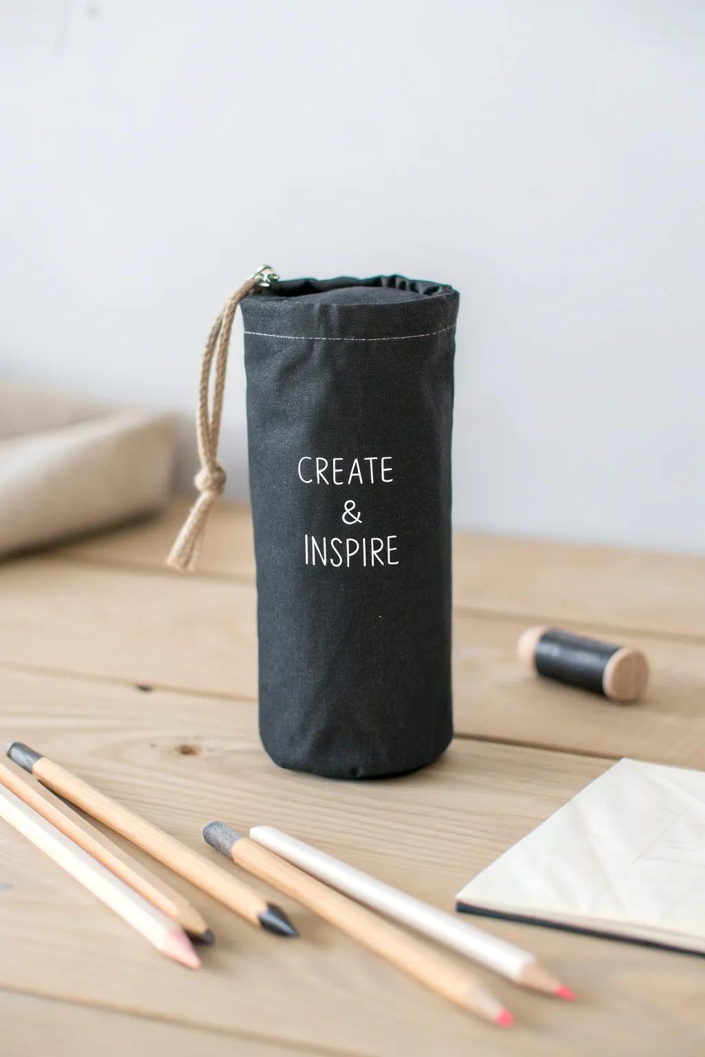 Unleash your imaginative flair with this enchanting chalkboard pencil holder—write, erase, and motivate daily!