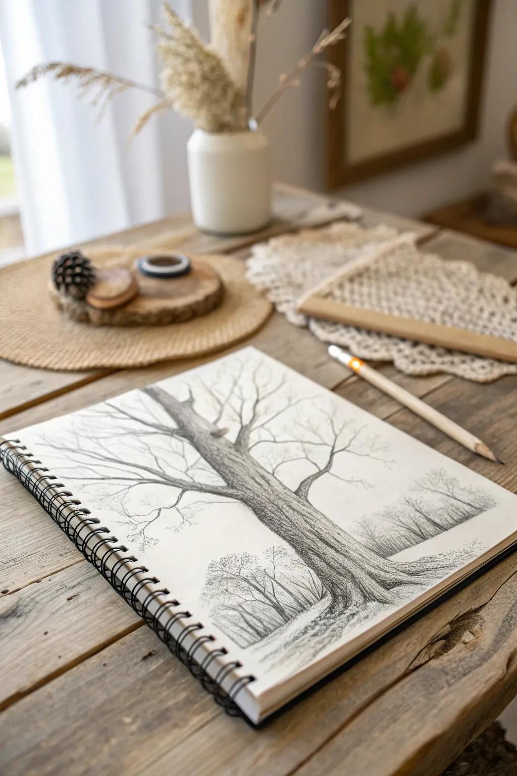 Explore the complexity of our nature via art. Showcase the concept of texture via our tree bark sketches.