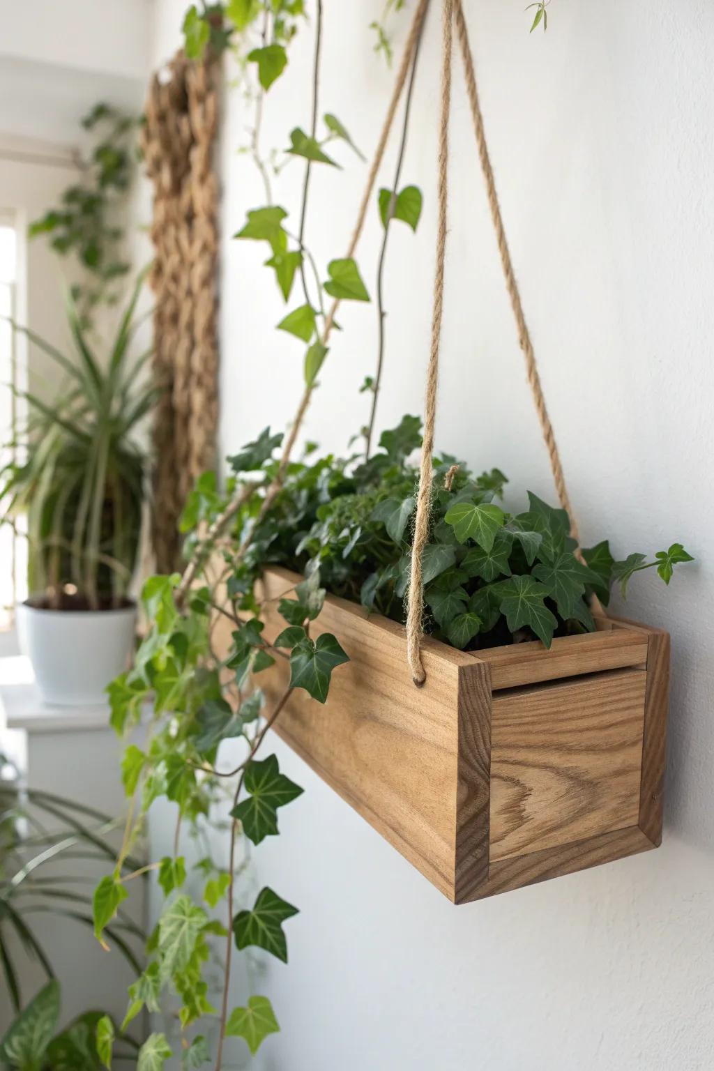 Bring vertical elegance to your garden with minimalist hanging box planters.