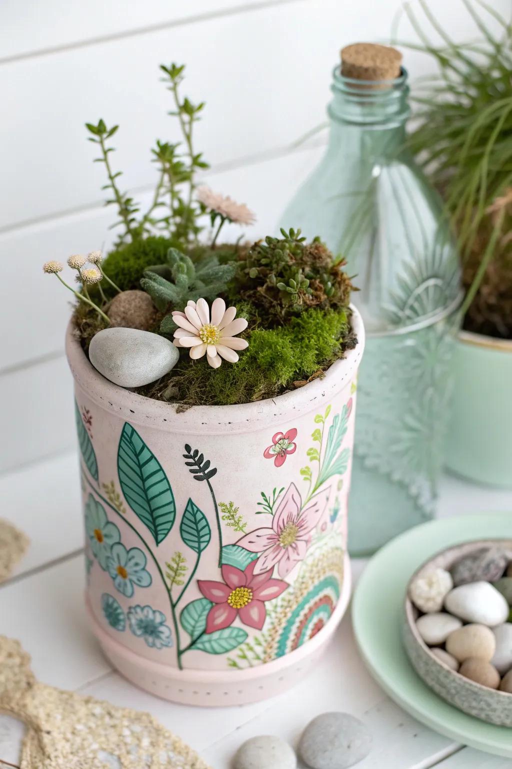 Convert a simple plastic bottle into a magical enchanted garden with a hint of Scandinavian charm.