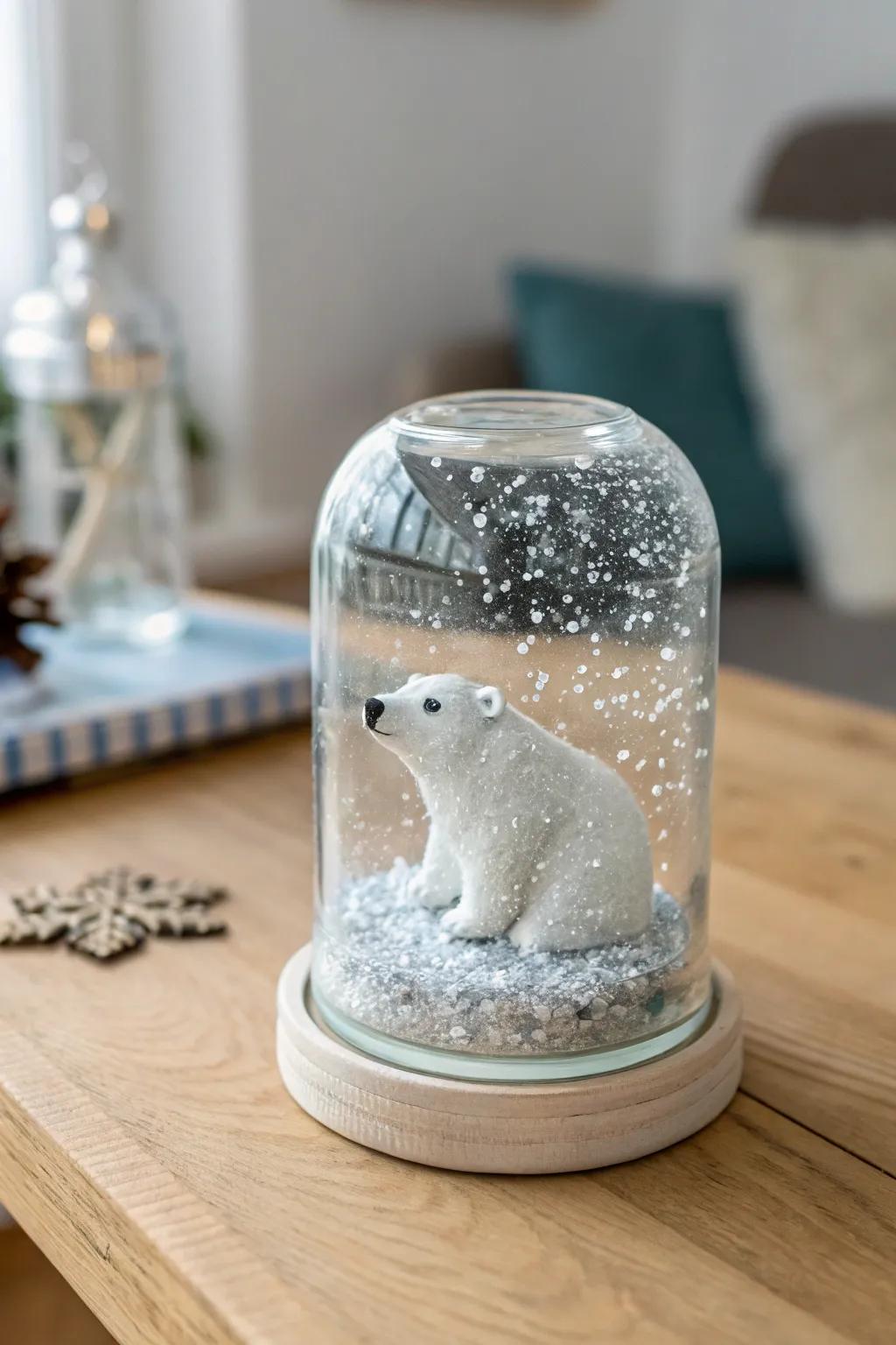 Capture the serene excellence of the Arctic with this DIY frigid bear snow globe, an ideal blend of straightforwardness and charm.