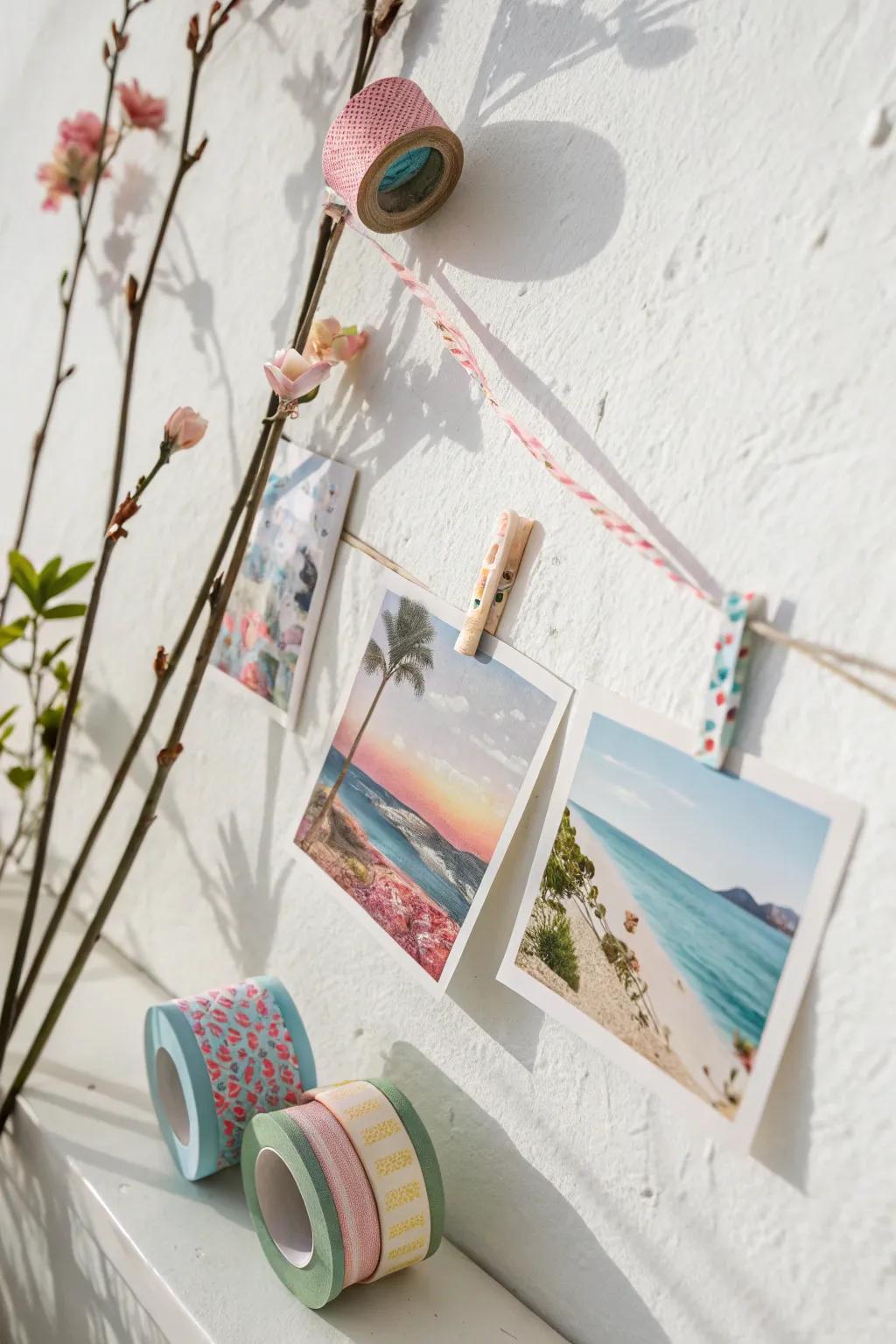 Introduce a touch of whimsy to your space with colorful paper-taped postcards!