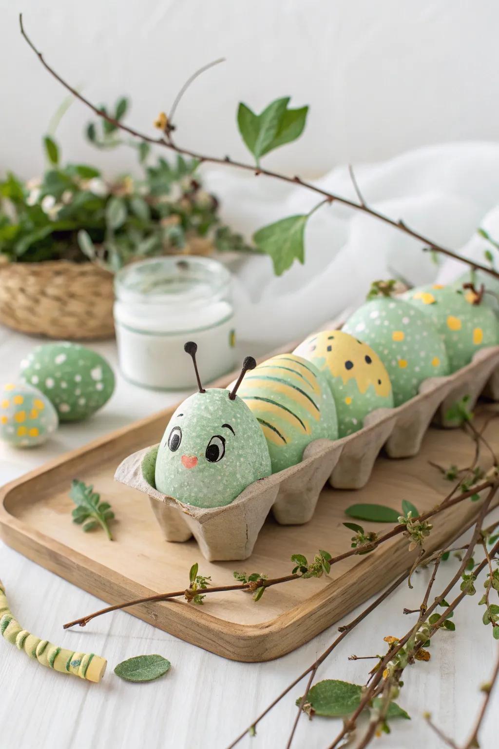Convert upcycled cellular trays into charming caterpillars, merging ingenuity with nature's straightforwardness.