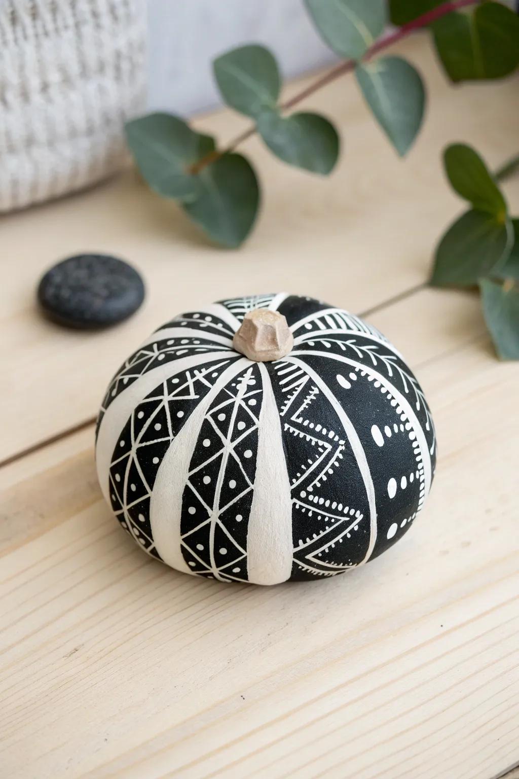 Elevate your decor with this monochromatic gourd stone – where minimalism converges with creativity.