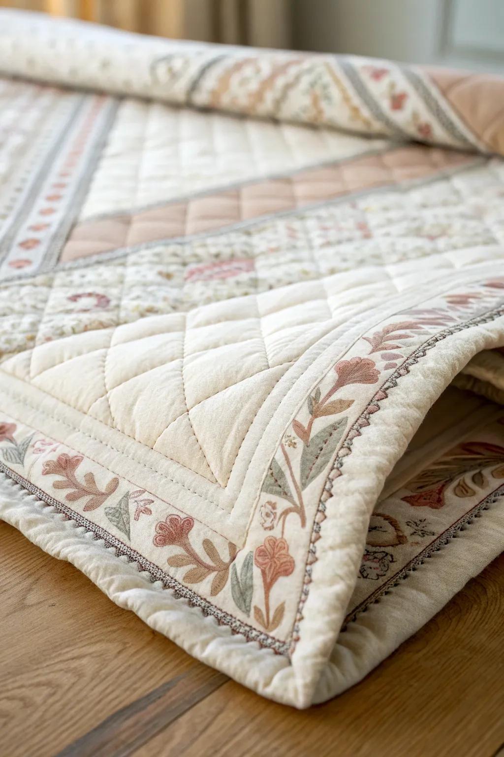 Enhance your quilting through the sophistication of mitered corners—where simplicity aligns with refined craftsmanship.