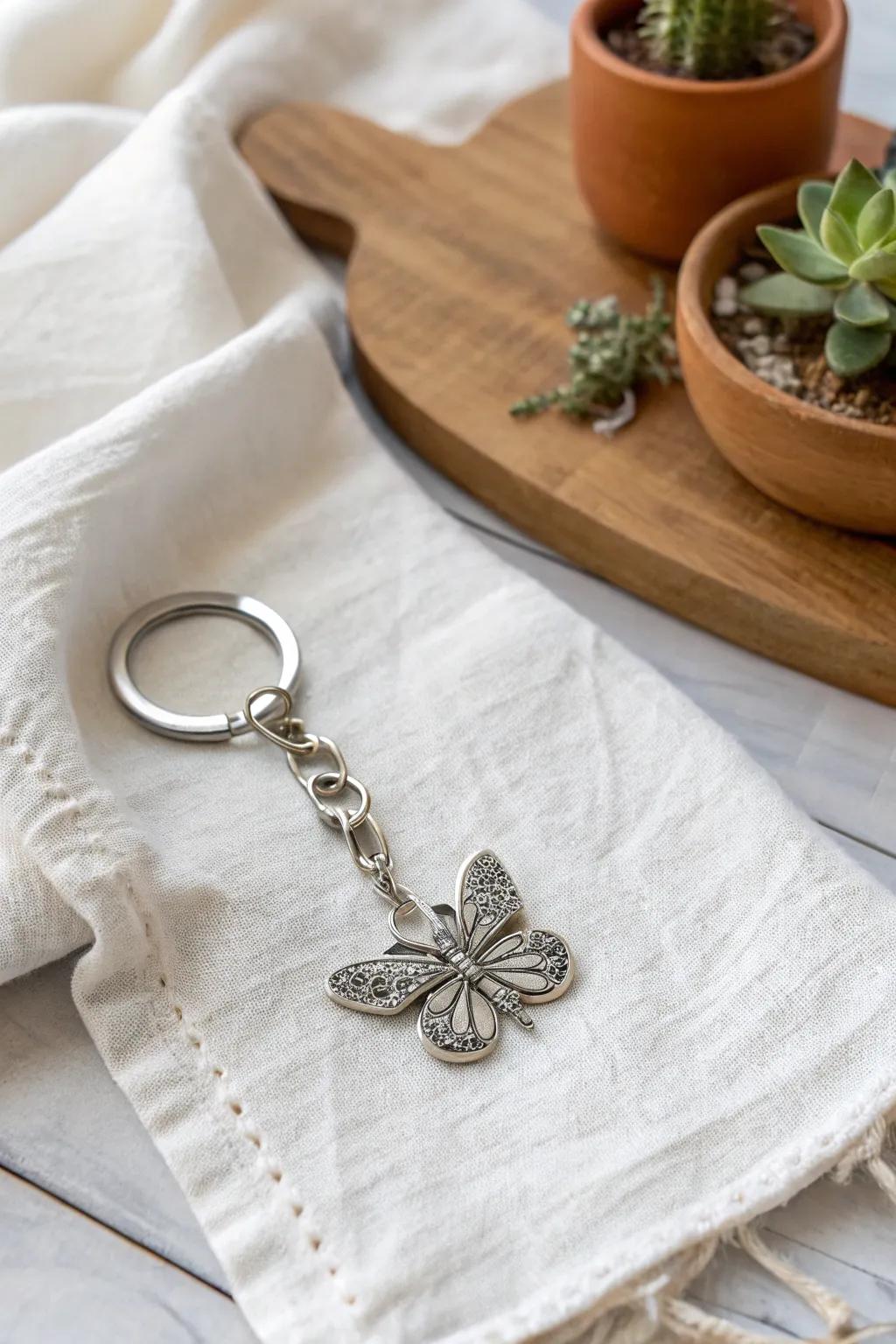 Capture the beauty of transformation with these exquisite butterfly keychains, perfect for your quinceañera celebration.