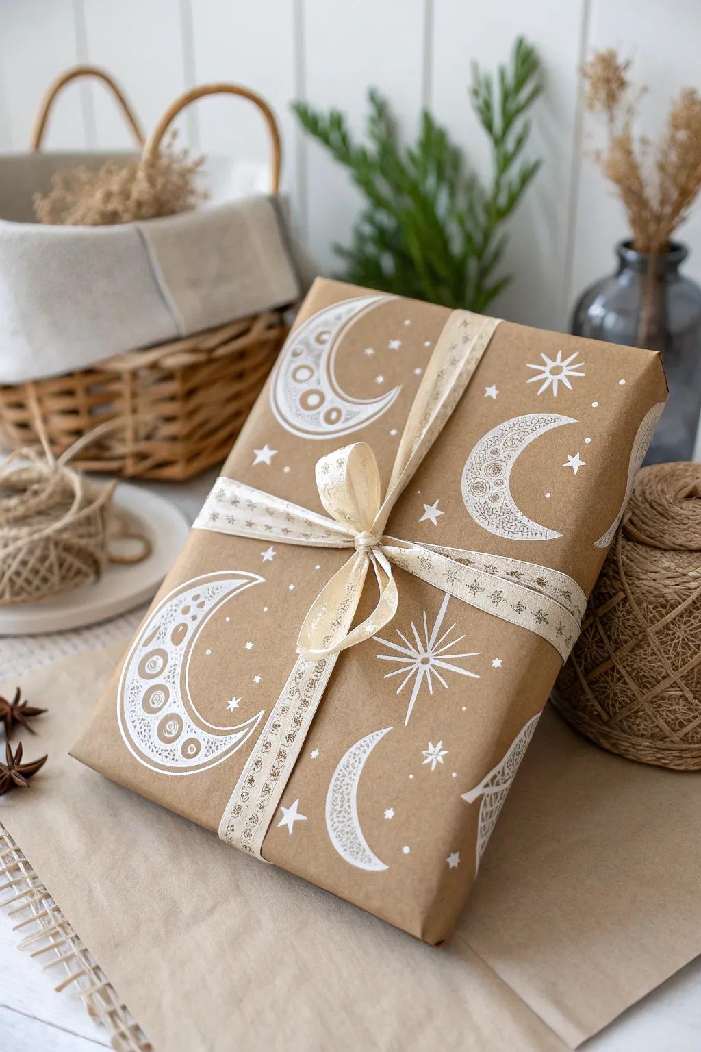 Add a celestial touch to your gifts with handcrafted moon and star wraps!
