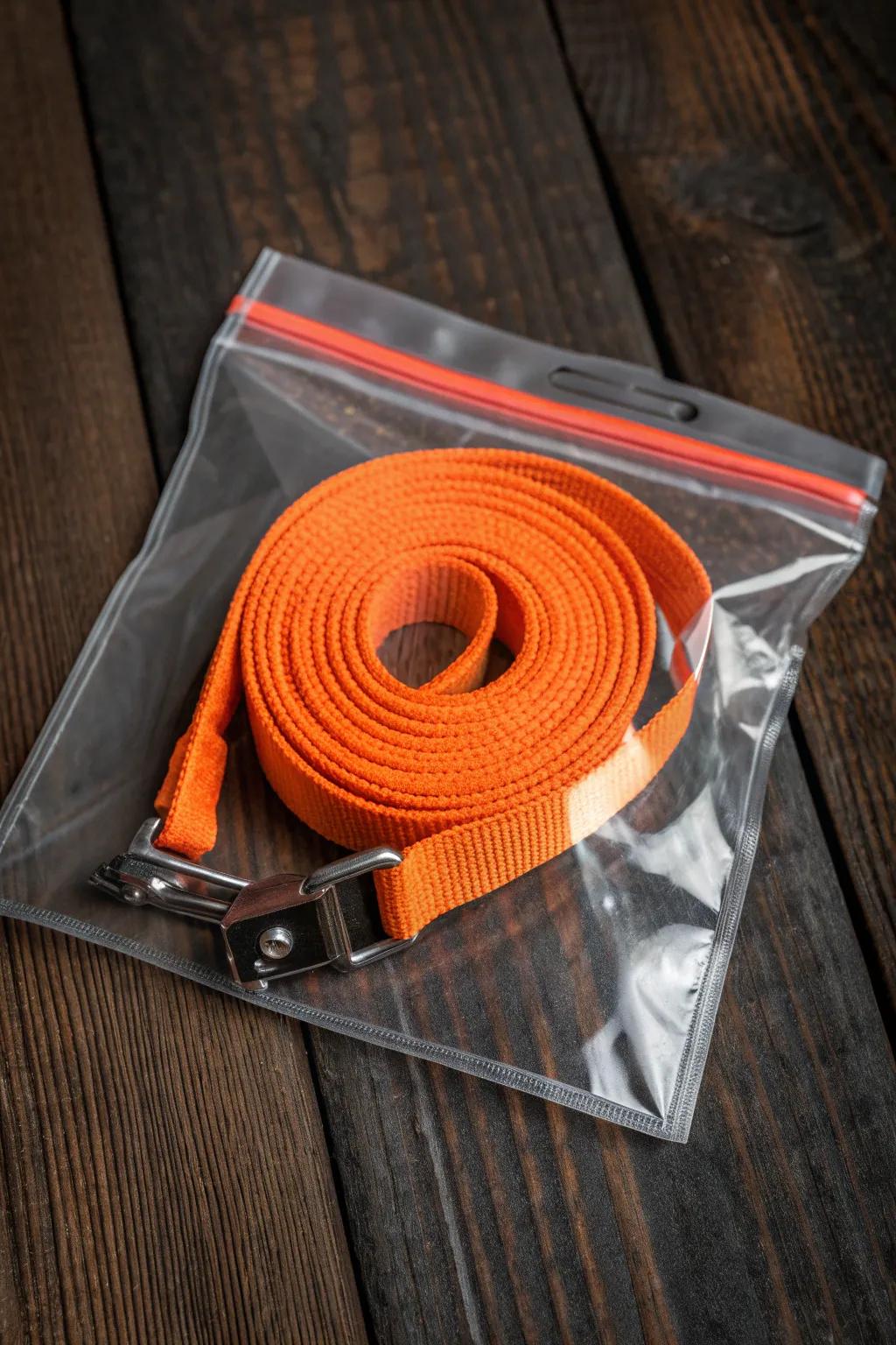 Effortless organization: Keep your tie-down straps tidy and weather-protected with a basic grip seal solution.