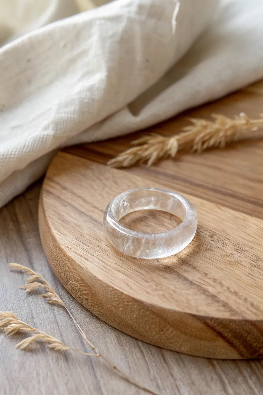 Embrace the allure of simplicity with this crystal clear resin ring—a minimalist's aspiration.