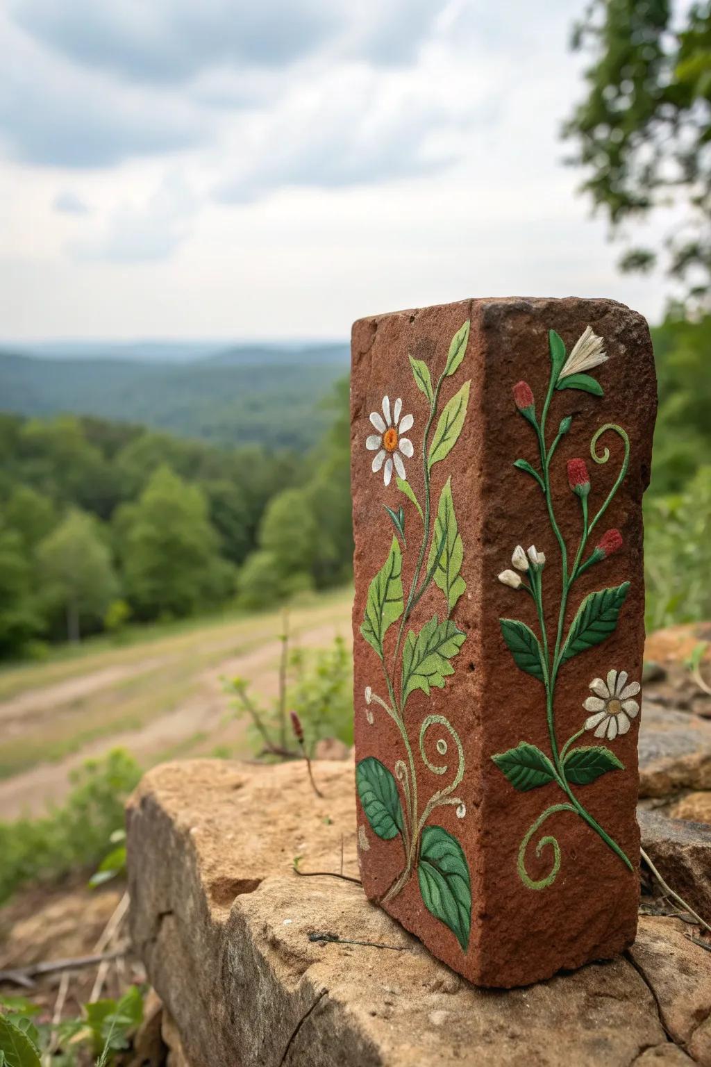 Transform your space with nature's artistry on a canvas of brick.