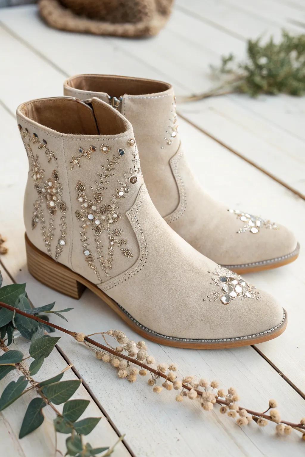 Transform your boots into a chic winter statement with handcrafted embellished linings.