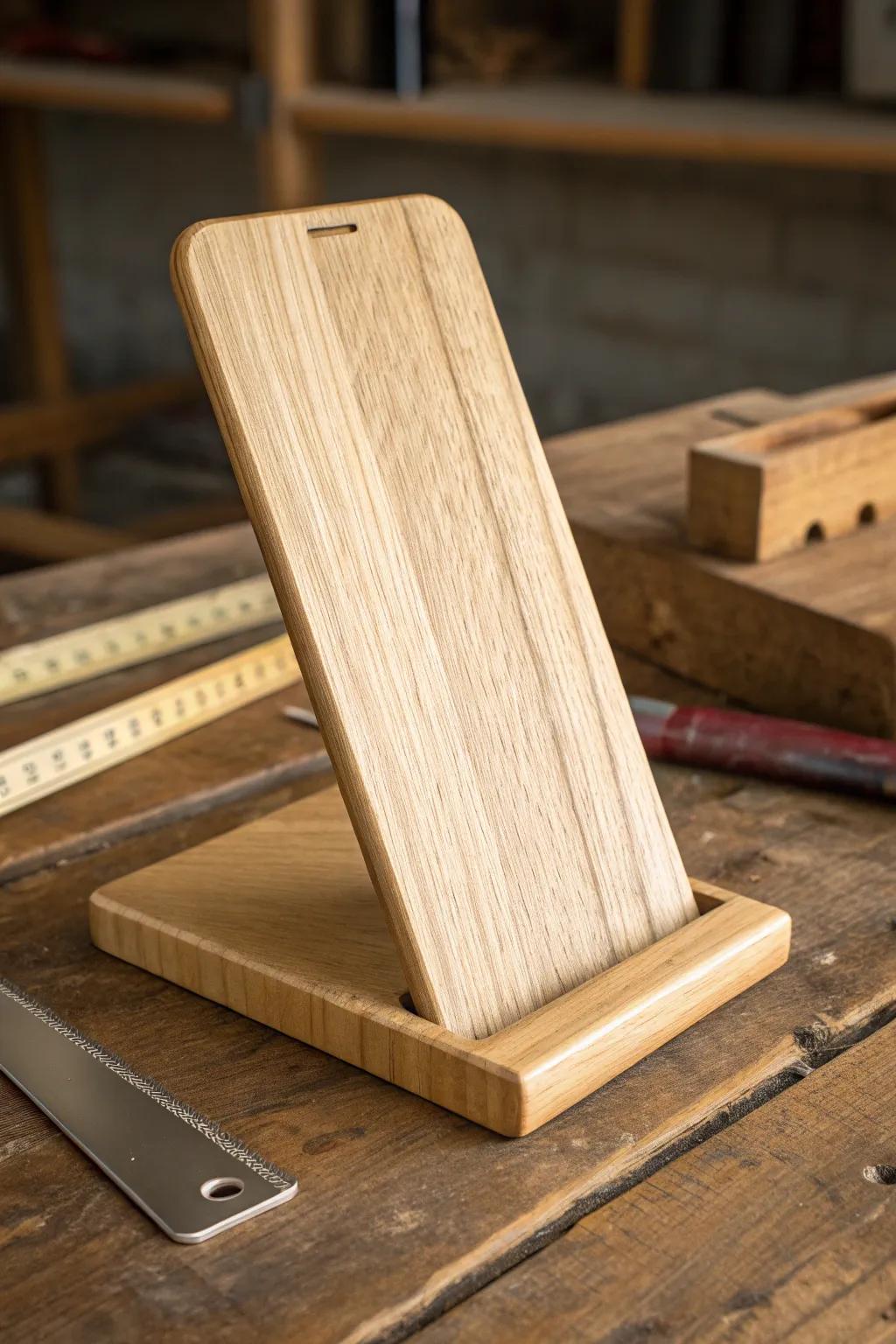Elevate your woodworking dexterity with this straightforward yet elegant timber phone mount—fashioned with minimal implements and maximum consequence.
