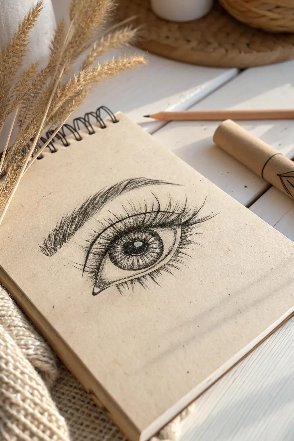 Delve into the allure of minutiae with dreamlike eye sketches—where profundity converges with unadorned artistry.