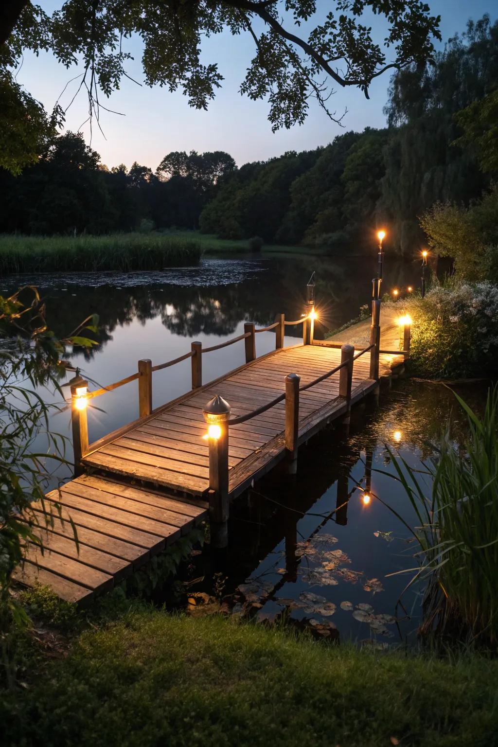 Transfigure your dock into a nighttime sanctuary through daylight fueled illumination.