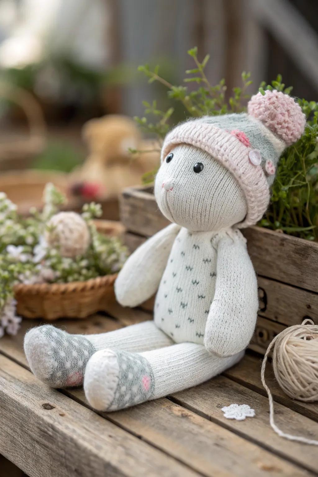 Crafting charm with simplicity: Discover the magic of sock dolls with adorable hats.