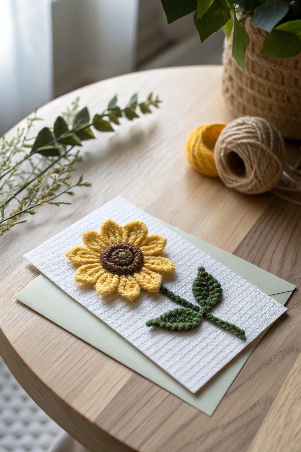 A hint of bespoke allure: Celebrate your teacher with a unique helianthus doll greeting.