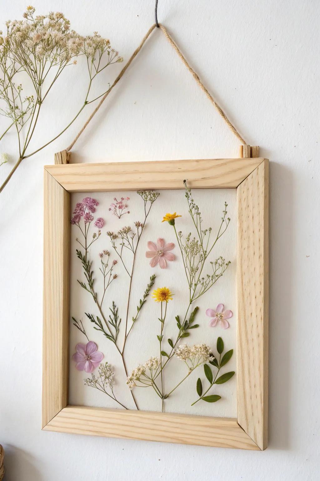 Nature encapsulated: infuse timeless splendor into your environment with squeezed blossom frames.