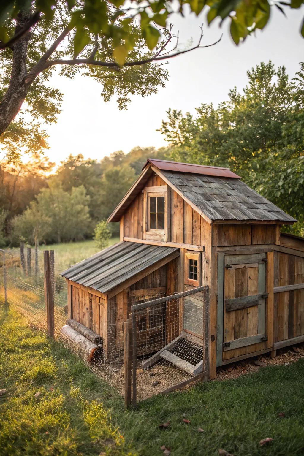 Vintage Refinement: A charming turkey sanctuary built from reclaimed barn planks.