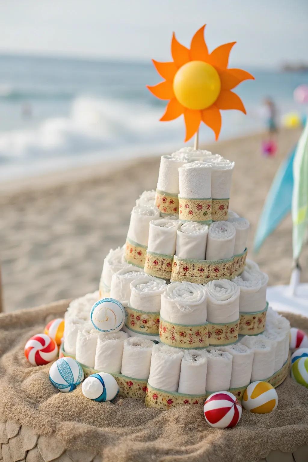 Bring the seaside sensations to your baby gathering through this delightful Seaside Excursion Diaper Design!