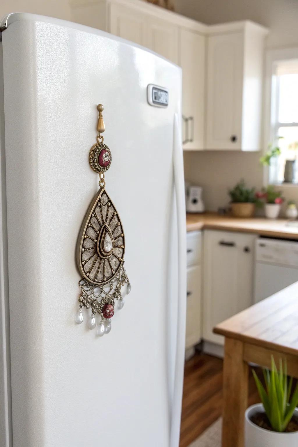 Transform your fractured jewelry into stunning refrigerator adhesives for a chic, personalized culinary accent.