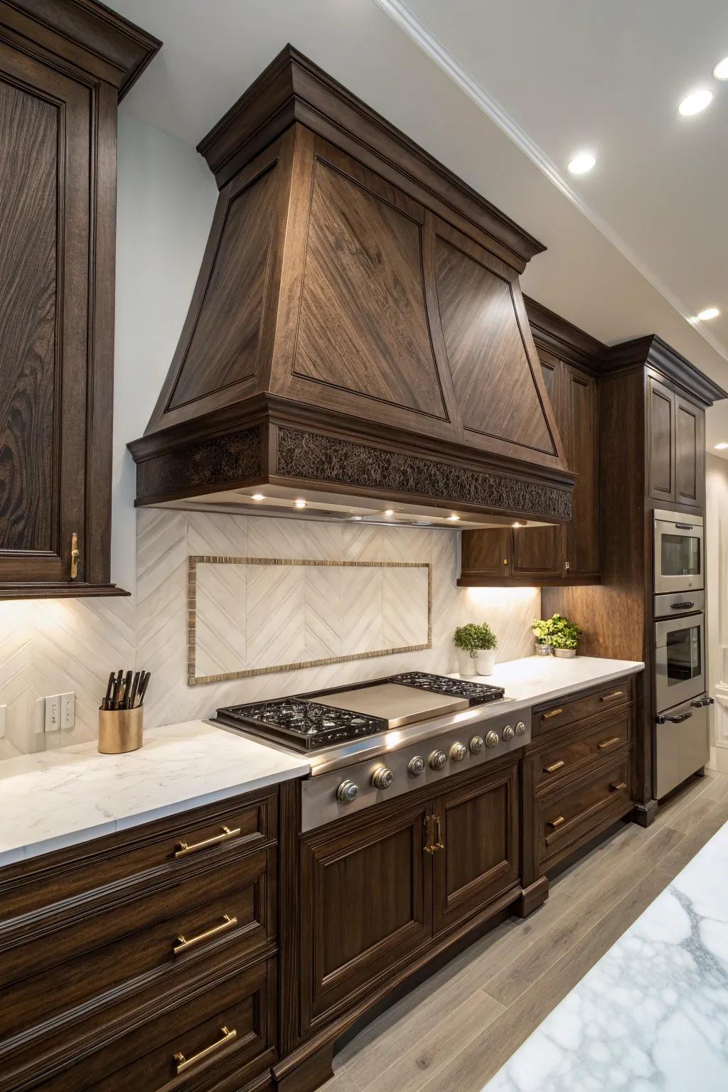 Elevate your kitchen's sophistication with a seamlessly boarded range hood.