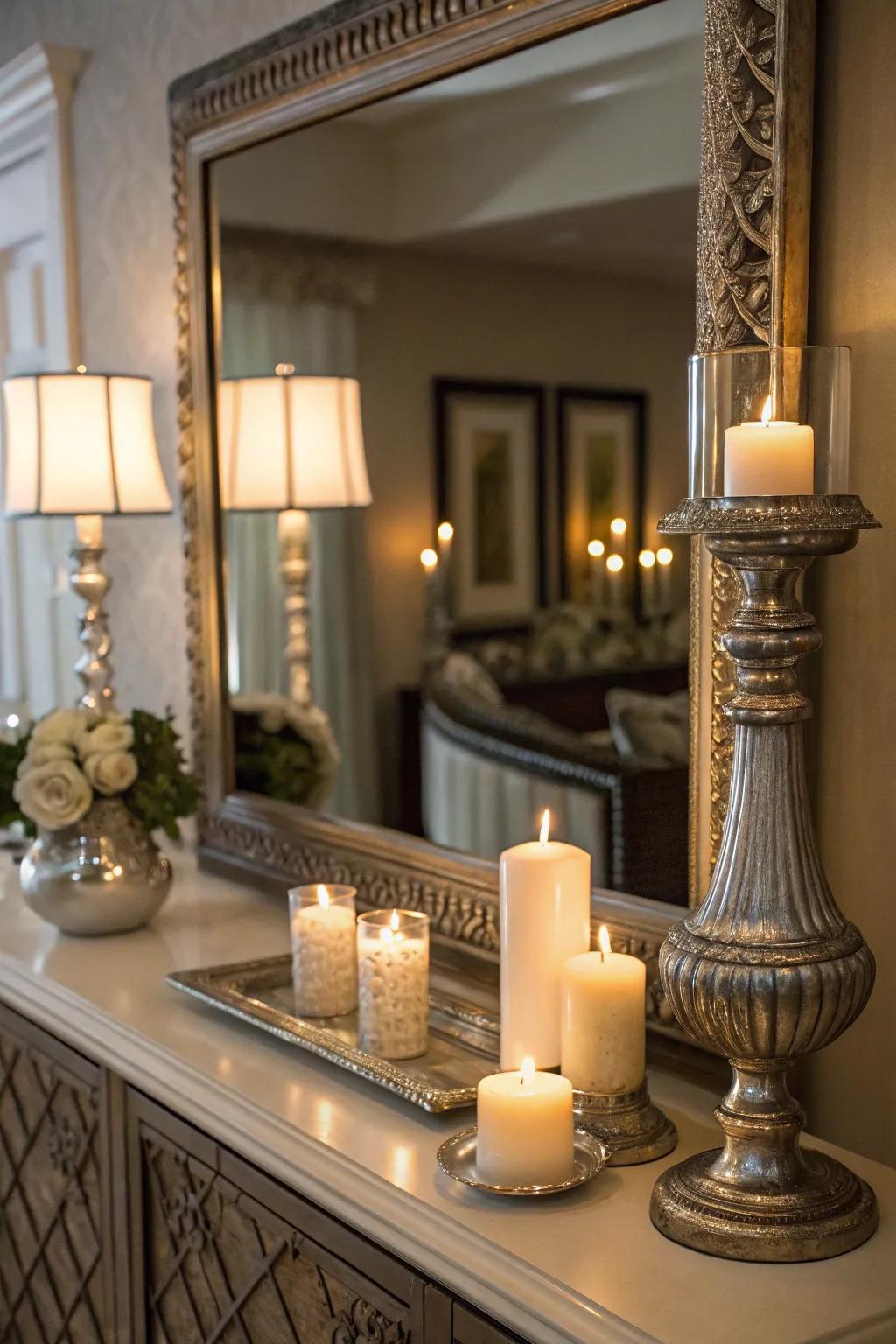 A vignette situated by a mirror, which amplifies space and illumination.