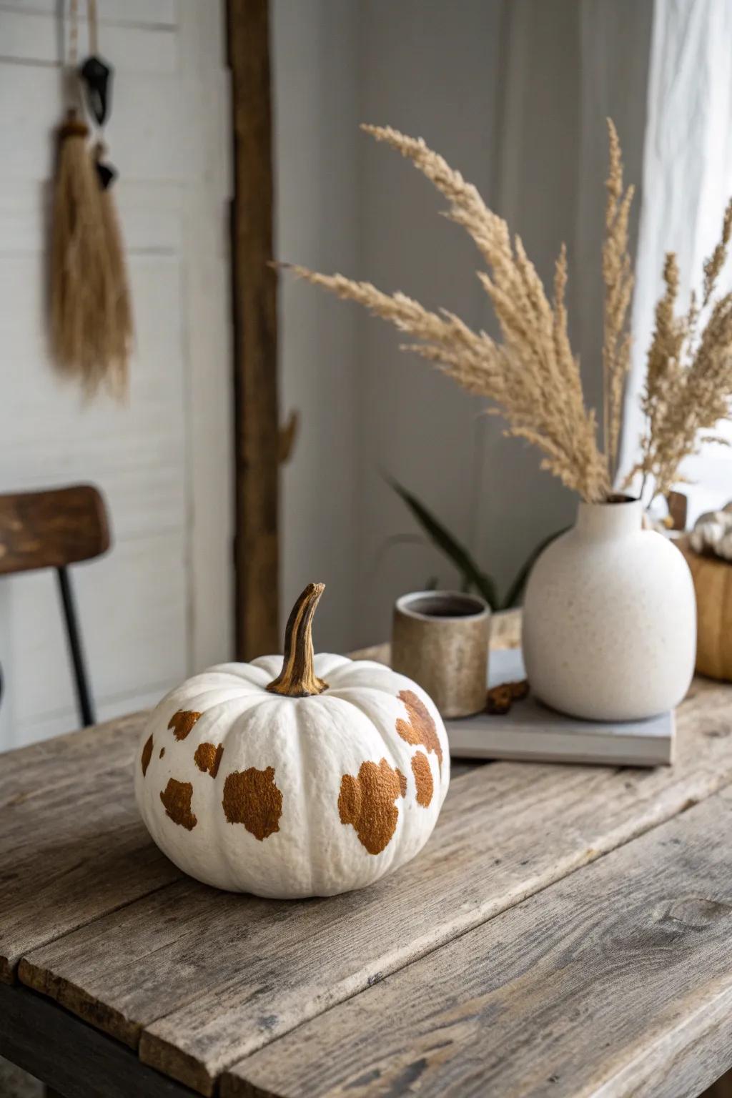 Embrace countryside beauty with a stylish bovine-mark pumpkin!