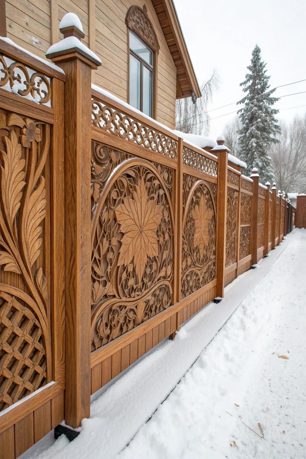 Elevate your winter scenery with a timber snow enclosure that doubles as a piece of art.