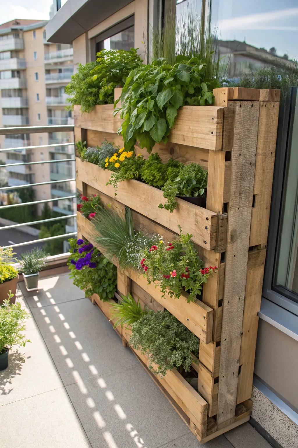 Enhance your reduced space using a fashionable pallet border—perfect for metropolitan gardening enthusiasts!