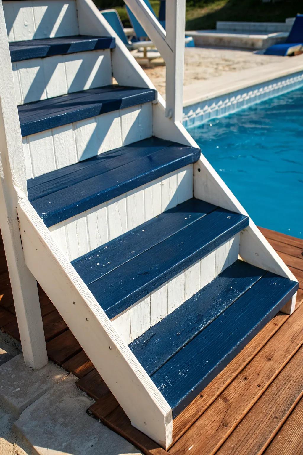 Elevate your poolside with daring, contrasting tones for a touch of individuality.