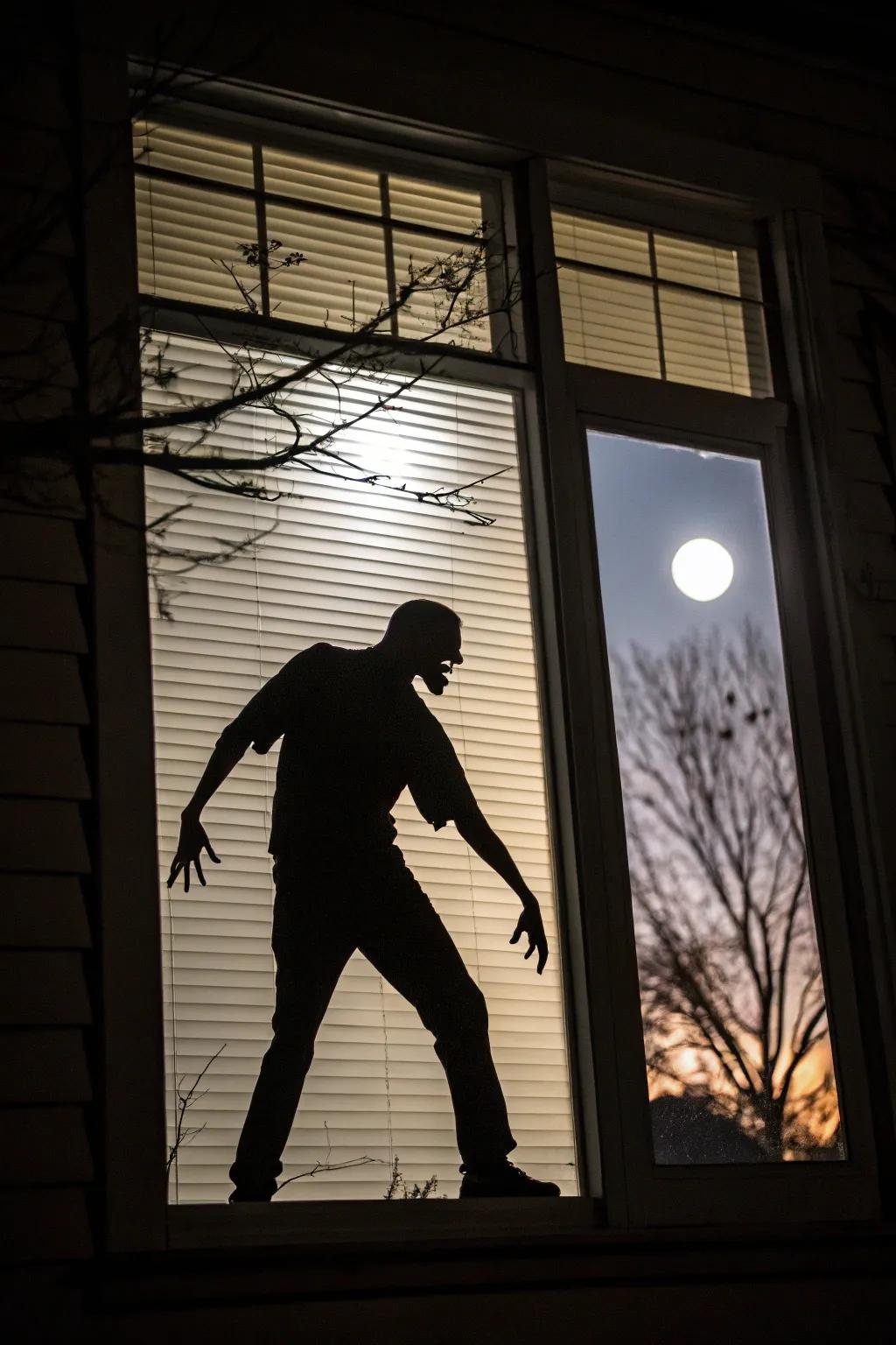Transform your windows into a haunted panorama through chilling zombie silhouettes. Perfect for a spine-tingling ambiance!