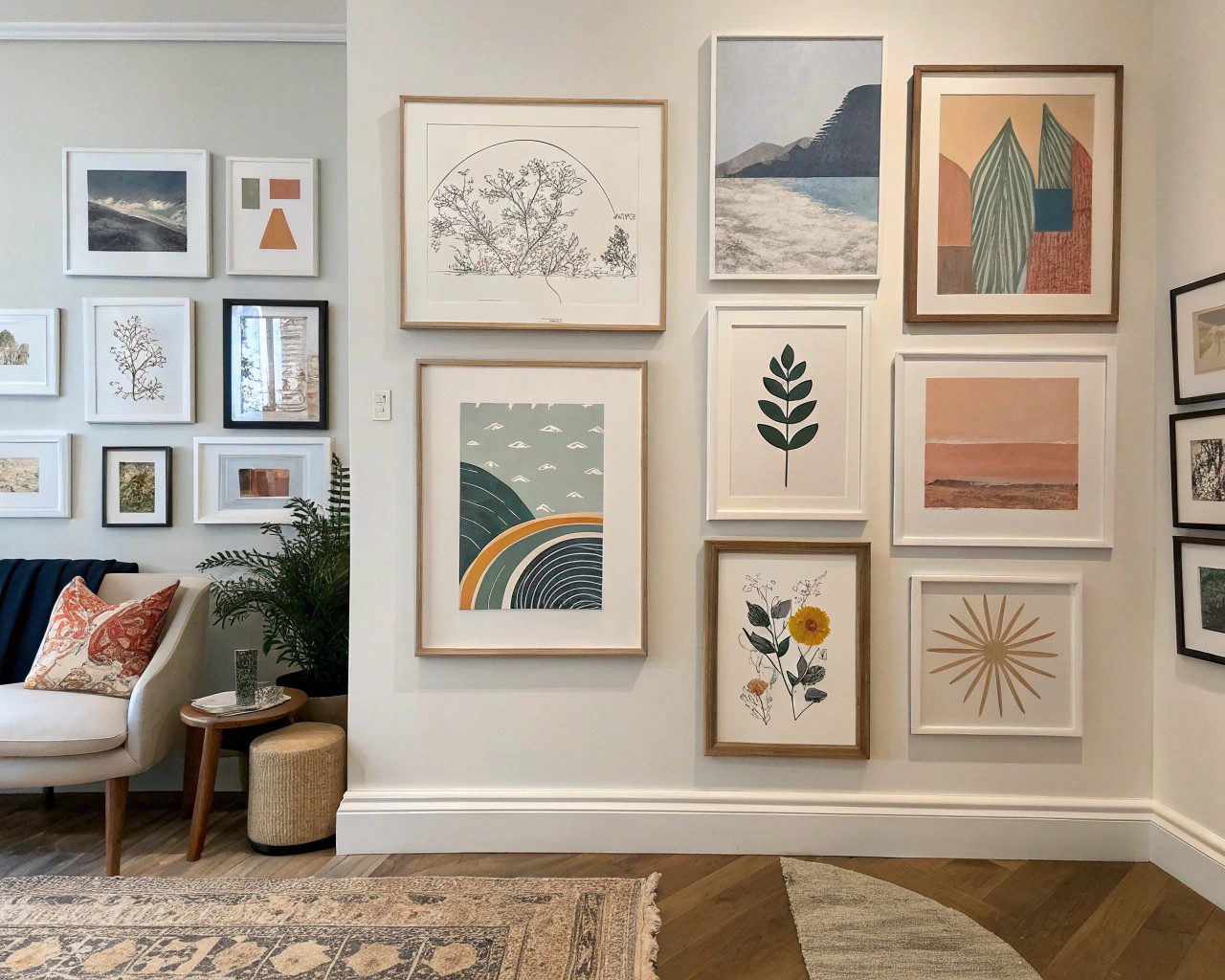 Achieve gallery-worthy aesthetics by creating cohesive and well-arranged groupings.