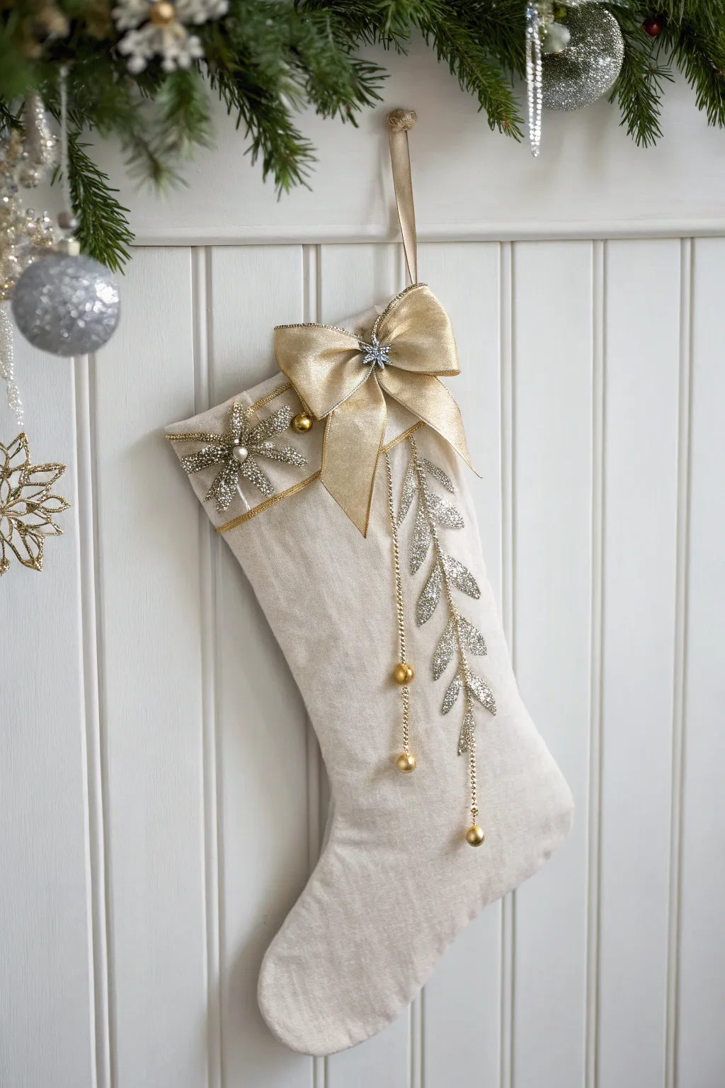 Chic Stocking Decorating Styles Featuring Glitter Glue