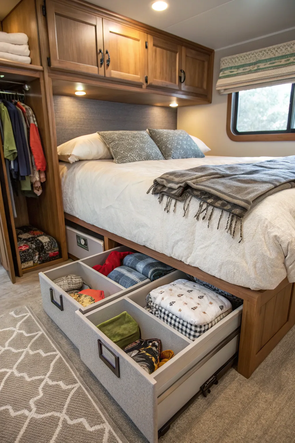 Handy Hacks for More RV Bedroom Storage